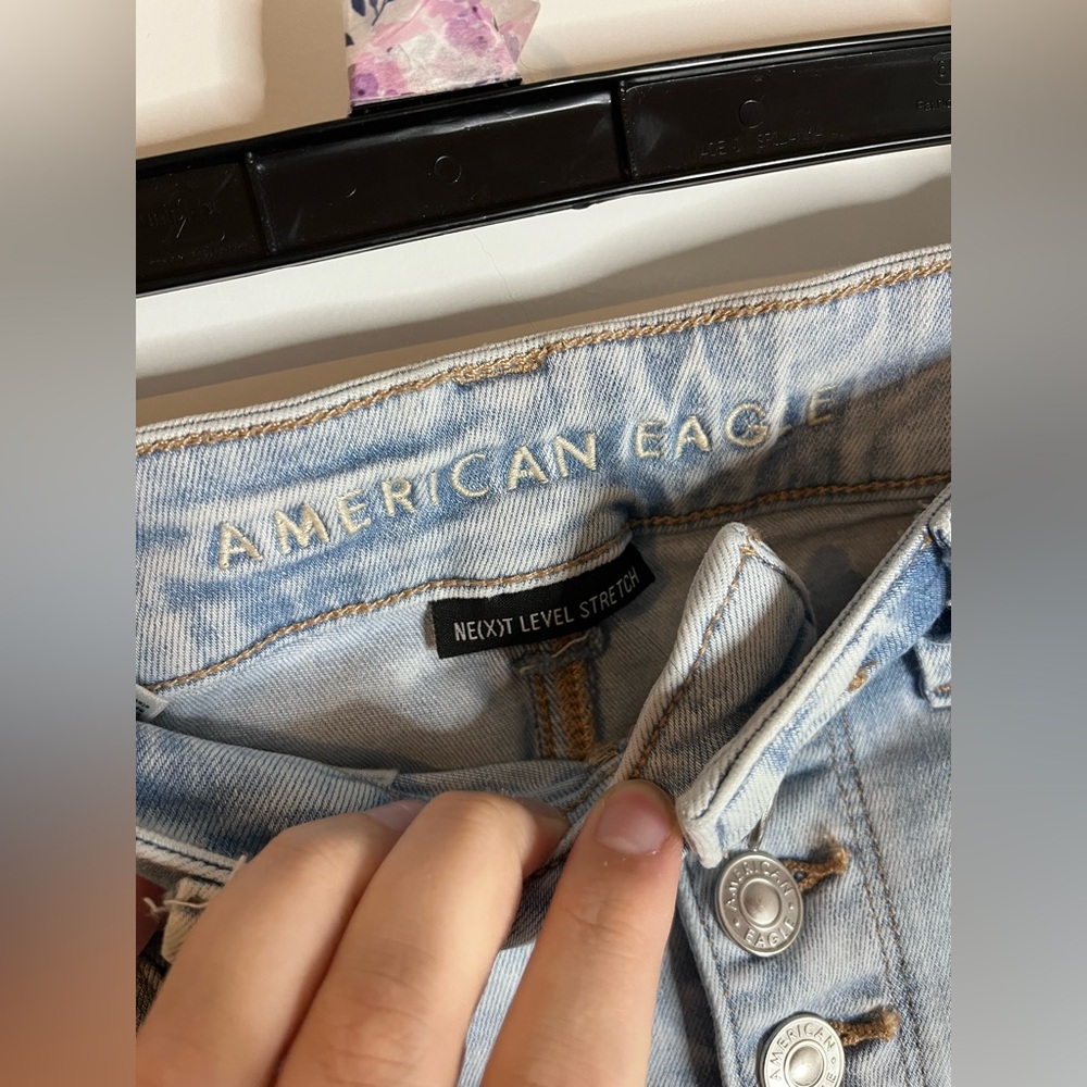American Eagle 5Button Extreme Flare Bell Bottom AcidWash Distress High Rise Sz0 - Picture 15 of 16